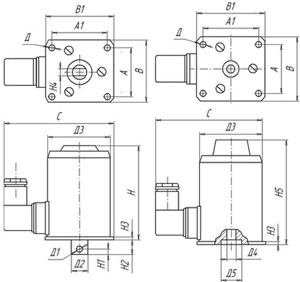 Рис.1. Габаритный чертеж электромагнита ЭМД-2220С