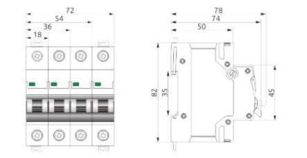 Схема габаритных размеров FB1-63 ECO 2P B1