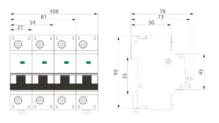 Схема габаритных размеров FB1-125 ECO 2P С125